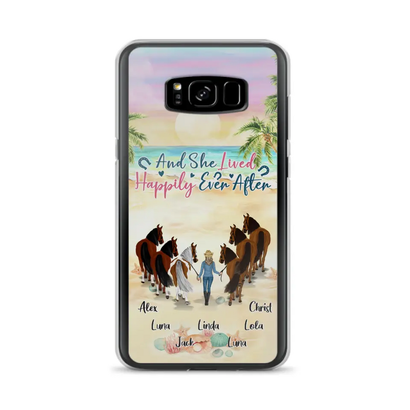 Personalized Horse Girl Phone Case - Up to 6 Horses - Gift Idea for Horse Lovers - And She Lived Happily Ever After - Case for iPhone/Samsung