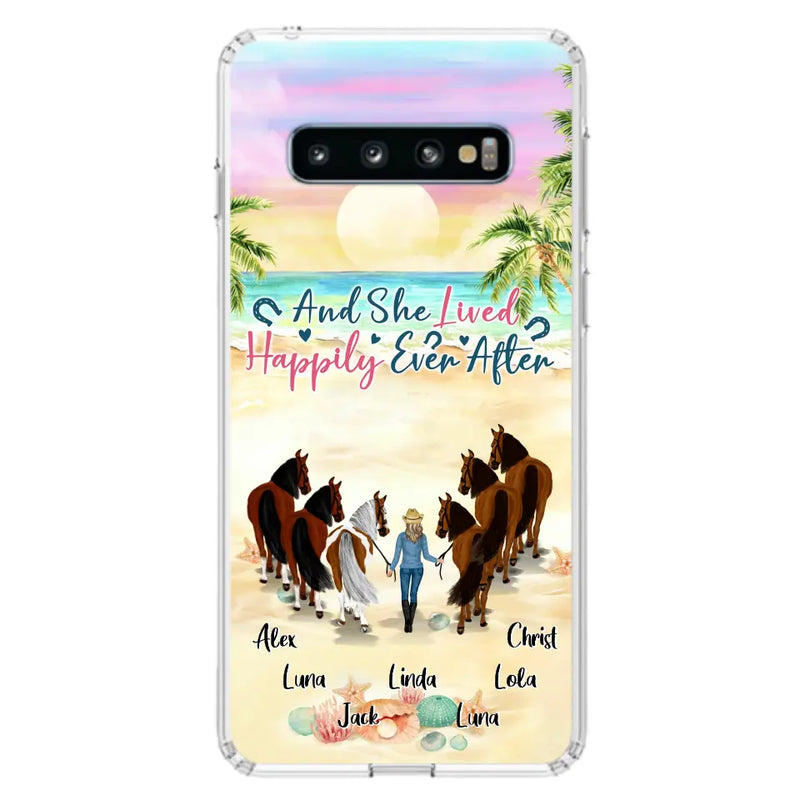 Personalized Horse Girl Phone Case - Up to 6 Horses - Gift Idea for Horse Lovers - And She Lived Happily Ever After - Case for iPhone/Samsung