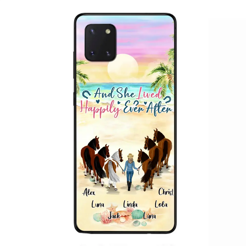 Personalized Horse Girl Phone Case - Up to 6 Horses - Gift Idea for Horse Lovers - And She Lived Happily Ever After - Case for iPhone/Samsung