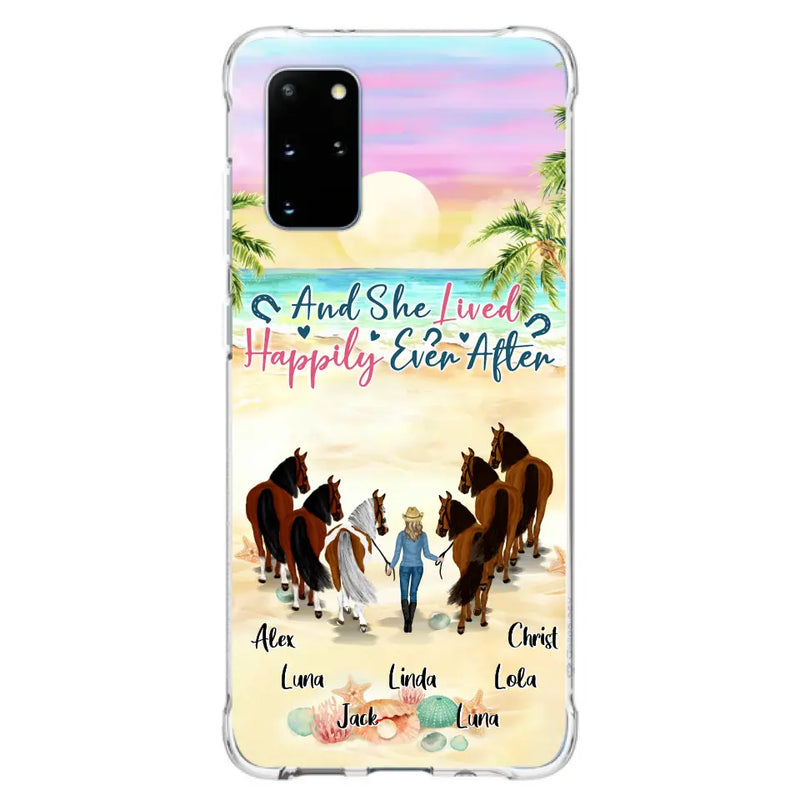 Personalized Horse Girl Phone Case - Up to 6 Horses - Gift Idea for Horse Lovers - And She Lived Happily Ever After - Case for iPhone/Samsung