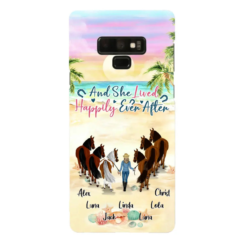 Personalized Horse Girl Phone Case - Up to 6 Horses - Gift Idea for Horse Lovers - And She Lived Happily Ever After - Case for iPhone/Samsung