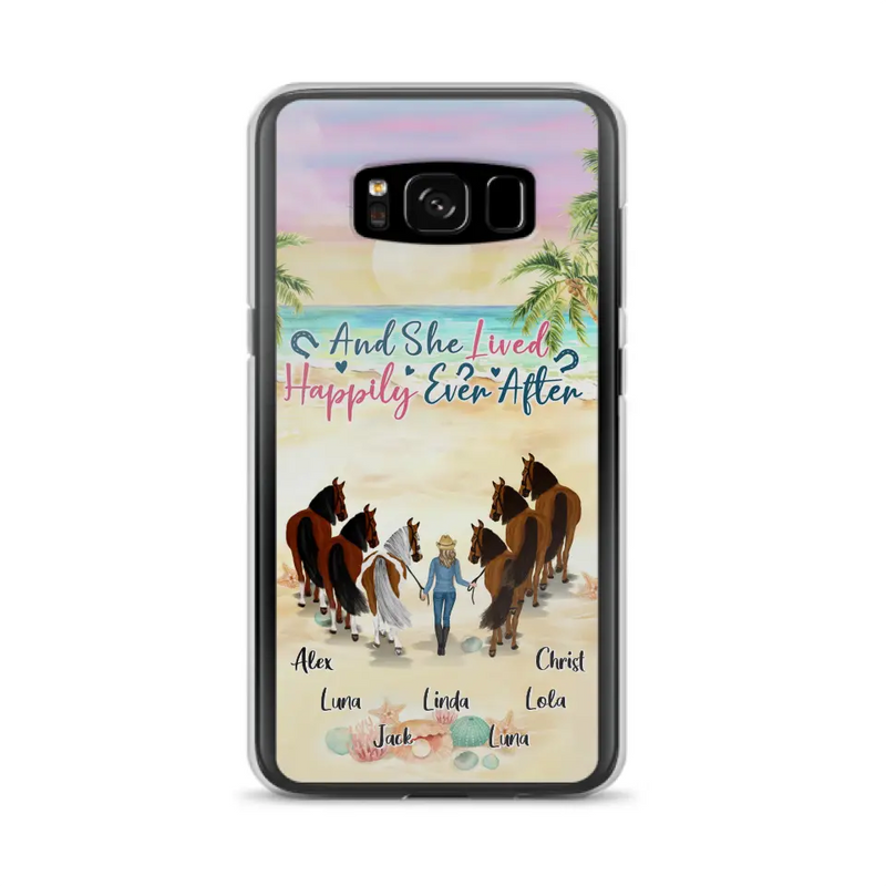 Personalized Horse Girl Phone Case - Up to 6 Horses - Gift Idea for Horse Lovers - And She Lived Happily Ever After - Case for iPhone/Samsung