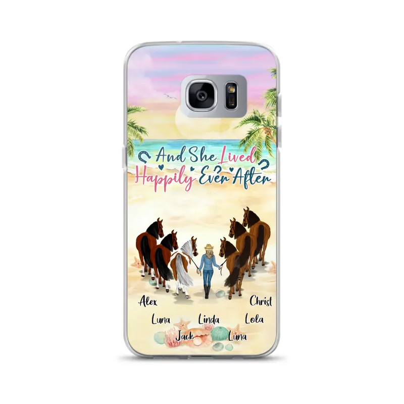 Personalized Horse Girl Phone Case - Up to 6 Horses - Gift Idea for Horse Lovers - And She Lived Happily Ever After - Case for iPhone/Samsung