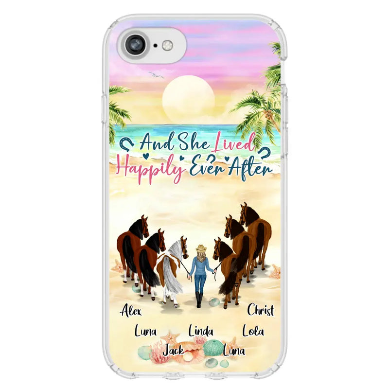 Personalized Horse Girl Phone Case - Up to 6 Horses - Gift Idea for Horse Lovers - And She Lived Happily Ever After - Case for iPhone/Samsung