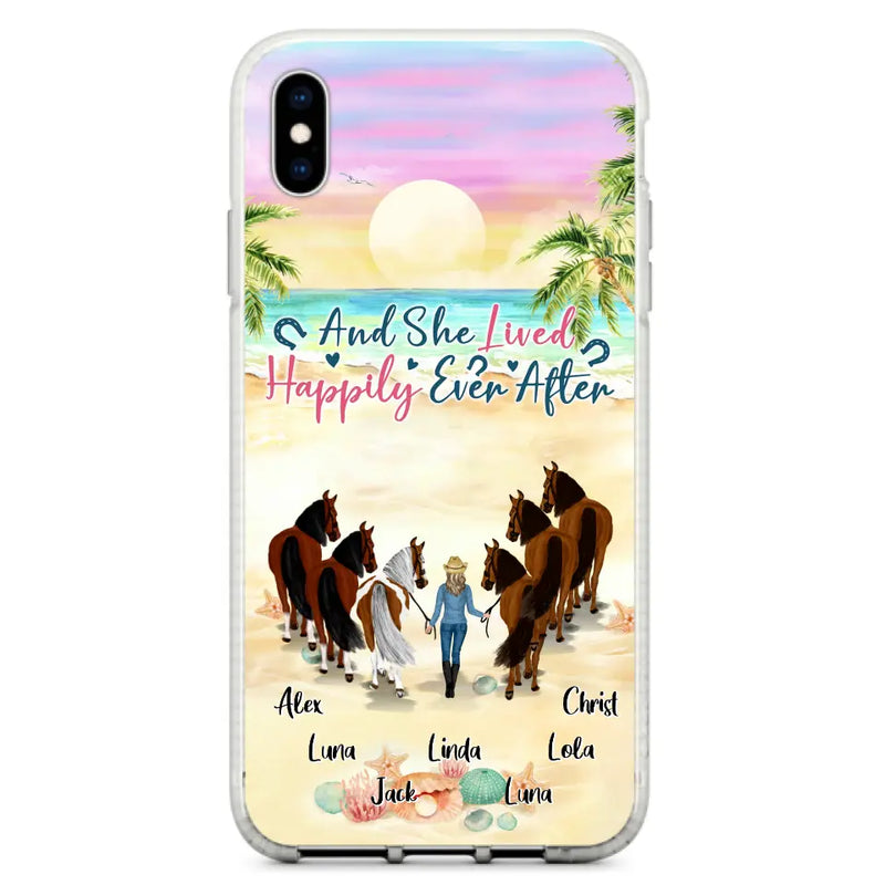 Personalized Horse Girl Phone Case - Up to 6 Horses - Gift Idea for Horse Lovers - And She Lived Happily Ever After - Case for iPhone/Samsung