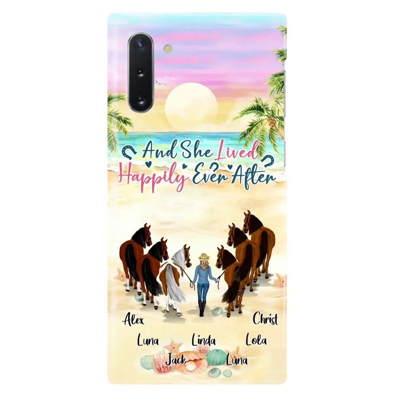 Personalized Horse Girl Phone Case - Up to 6 Horses - Gift Idea for Horse Lovers - And She Lived Happily Ever After - Case for iPhone/Samsung