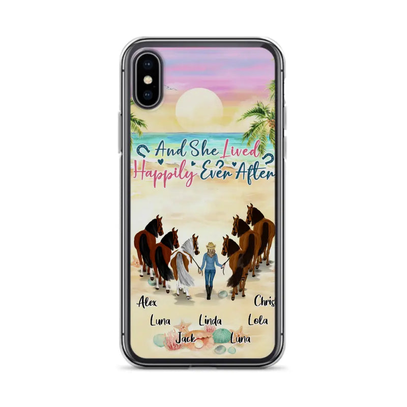 Personalized Horse Girl Phone Case - Up to 6 Horses - Gift Idea for Horse Lovers - And She Lived Happily Ever After - Case for iPhone/Samsung