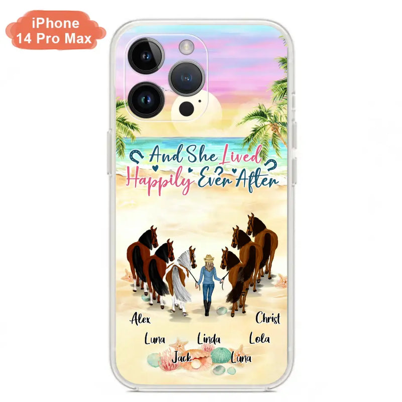 Personalized Horse Girl Phone Case - Up to 6 Horses - Gift Idea for Horse Lovers - And She Lived Happily Ever After - Case for iPhone/Samsung