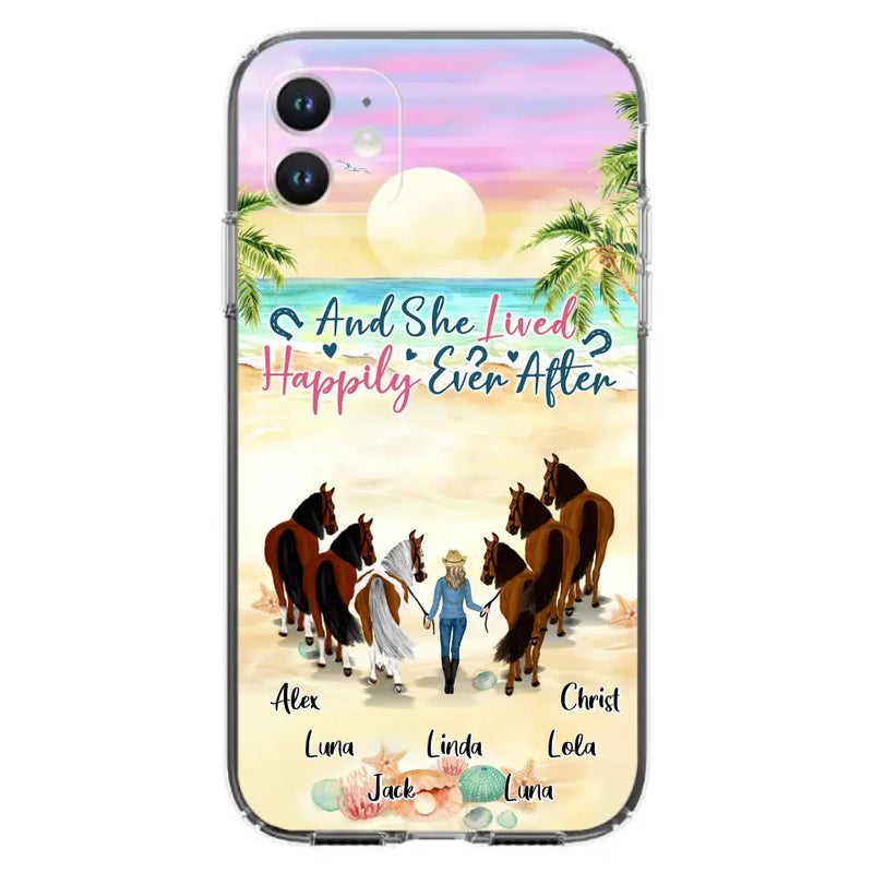 Personalized Horse Girl Phone Case - Up to 6 Horses - Gift Idea for Horse Lovers - And She Lived Happily Ever After - Case for iPhone/Samsung