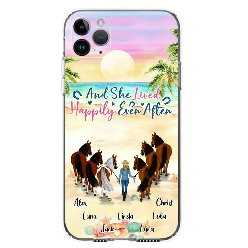 Personalized Horse Girl Phone Case - Up to 6 Horses - Gift Idea for Horse Lovers - And She Lived Happily Ever After - Case for iPhone/Samsung