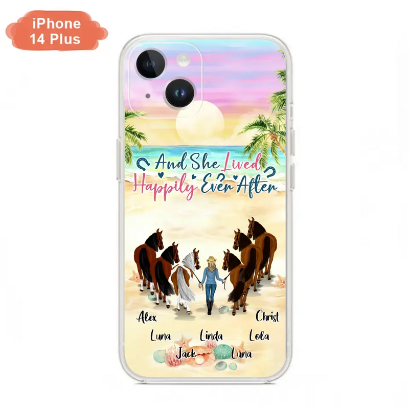 Personalized Horse Girl Phone Case - Up to 6 Horses - Gift Idea for Horse Lovers - And She Lived Happily Ever After - Case for iPhone/Samsung