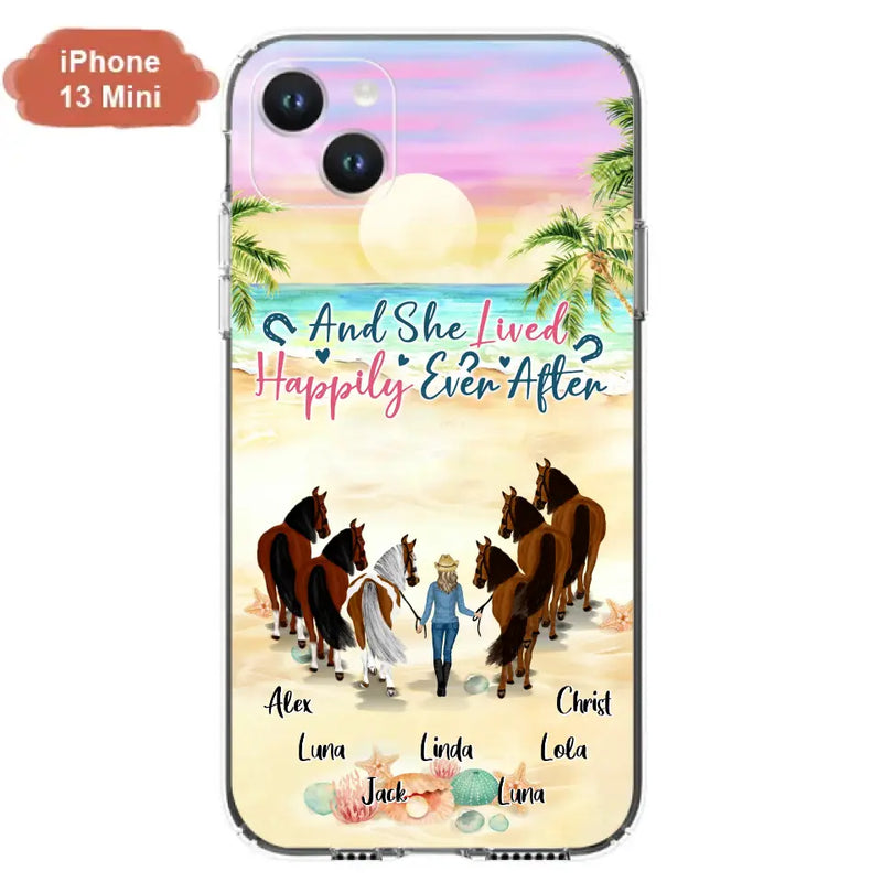 Personalized Horse Girl Phone Case - Up to 6 Horses - Gift Idea for Horse Lovers - And She Lived Happily Ever After - Case for iPhone/Samsung