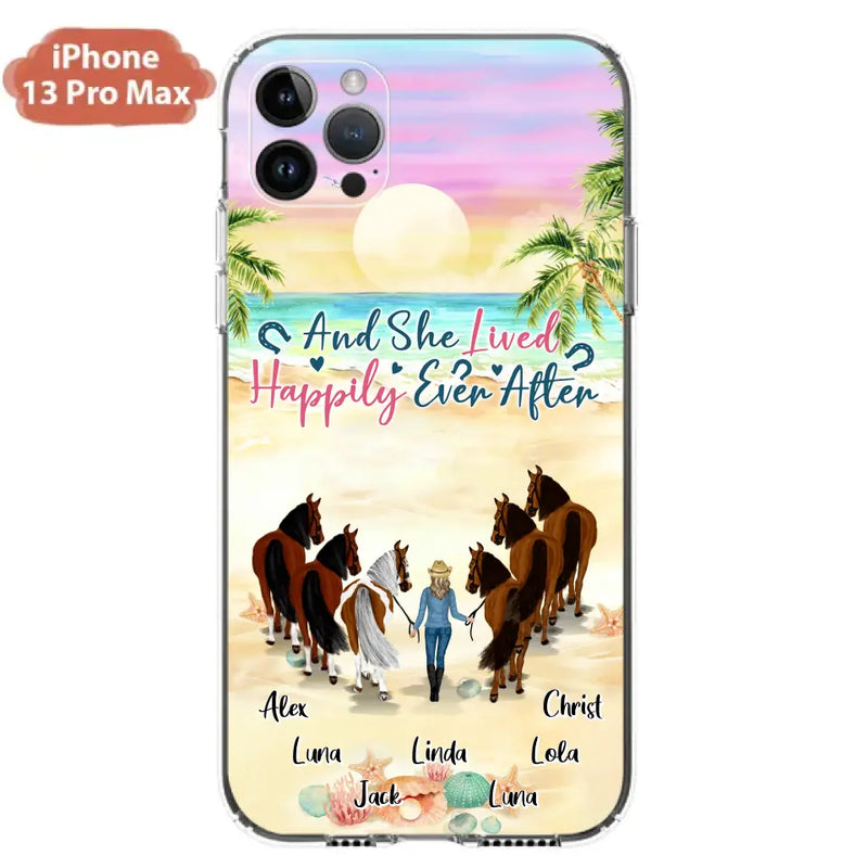 Personalized Horse Girl Phone Case - Up to 6 Horses - Gift Idea for Horse Lovers - And She Lived Happily Ever After - Case for iPhone/Samsung