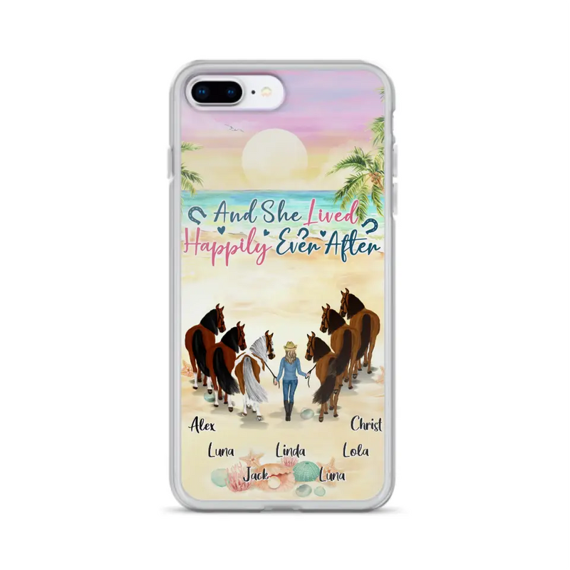 Personalized Horse Girl Phone Case - Up to 6 Horses - Gift Idea for Horse Lovers - And She Lived Happily Ever After - Case for iPhone/Samsung