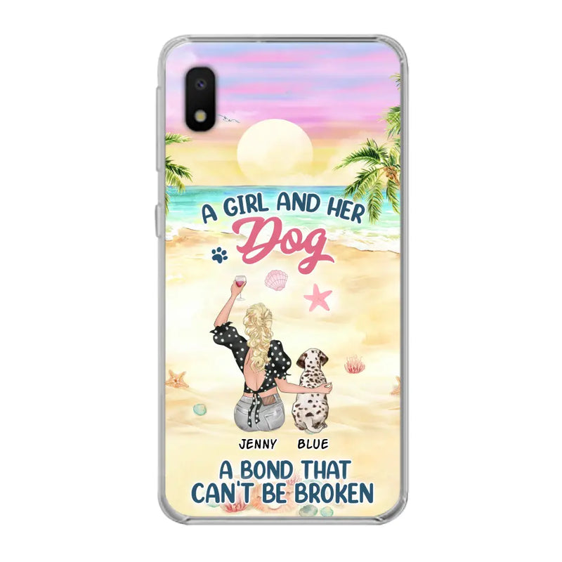 Personalized Dog Mom Phone Case - Up to 6 Dogs - Gift Idea for Dog Lovers - A Girl And Her Dog A Bond That Can't Be Broken - Case for iPhone/Samsung