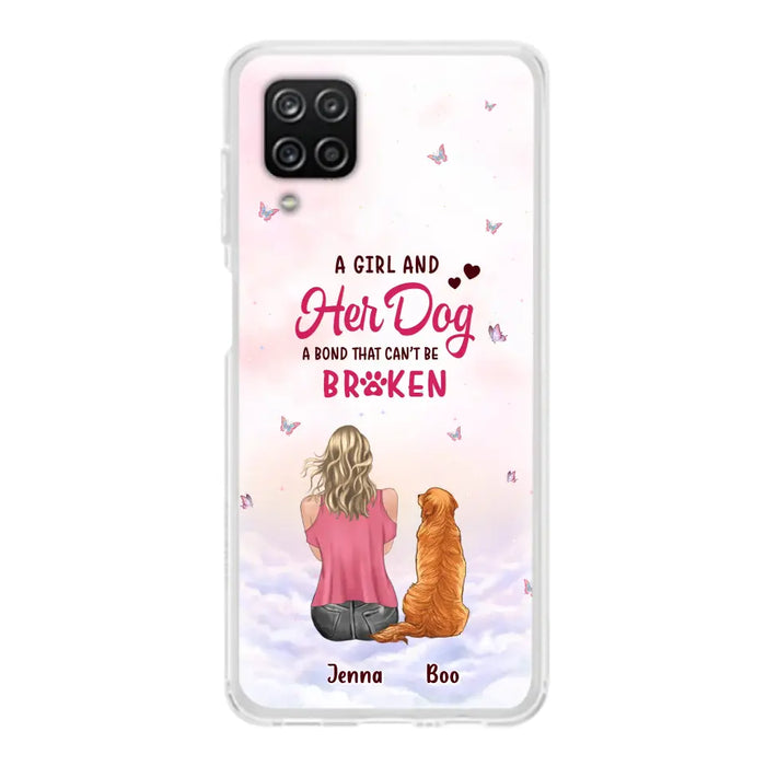 Custom Personalized Dog Mom Phone Case - Upto 5 Dogs - Gift Idea For Dog Lovers - A Girl And Her Dog A Bond That Can't Be Broken - Case for iPhone/Samsung