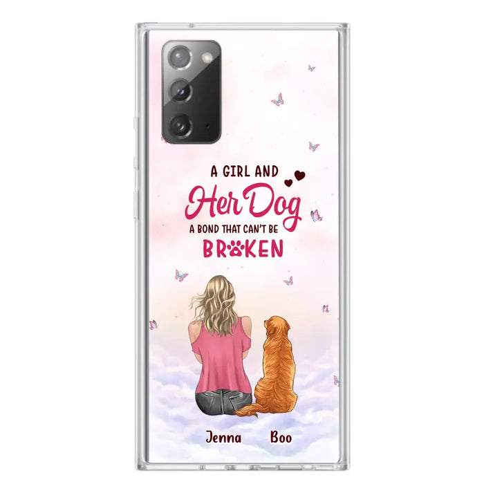 Custom Personalized Dog Mom Phone Case - Upto 5 Dogs - Gift Idea For Dog Lovers - A Girl And Her Dog A Bond That Can't Be Broken - Case for iPhone/Samsung