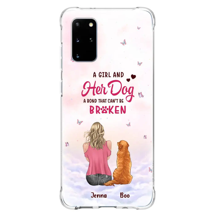 Custom Personalized Dog Mom Phone Case - Upto 5 Dogs - Gift Idea For Dog Lovers - A Girl And Her Dog A Bond That Can't Be Broken - Case for iPhone/Samsung