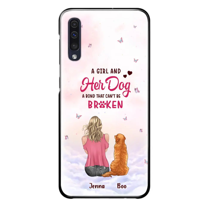 Custom Personalized Dog Mom Phone Case - Upto 5 Dogs - Gift Idea For Dog Lovers - A Girl And Her Dog A Bond That Can't Be Broken - Case for iPhone/Samsung