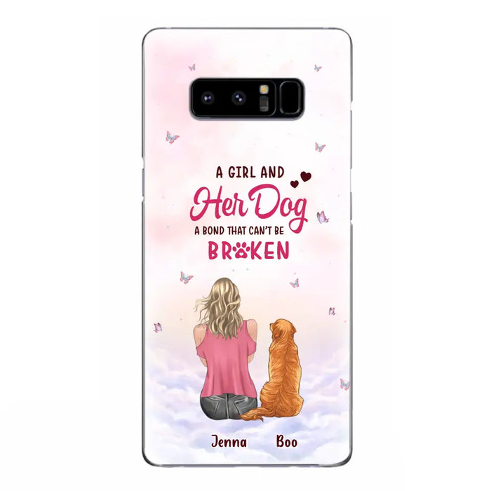 Custom Personalized Dog Mom Phone Case - Upto 5 Dogs - Gift Idea For Dog Lovers - A Girl And Her Dog A Bond That Can't Be Broken - Case for iPhone/Samsung