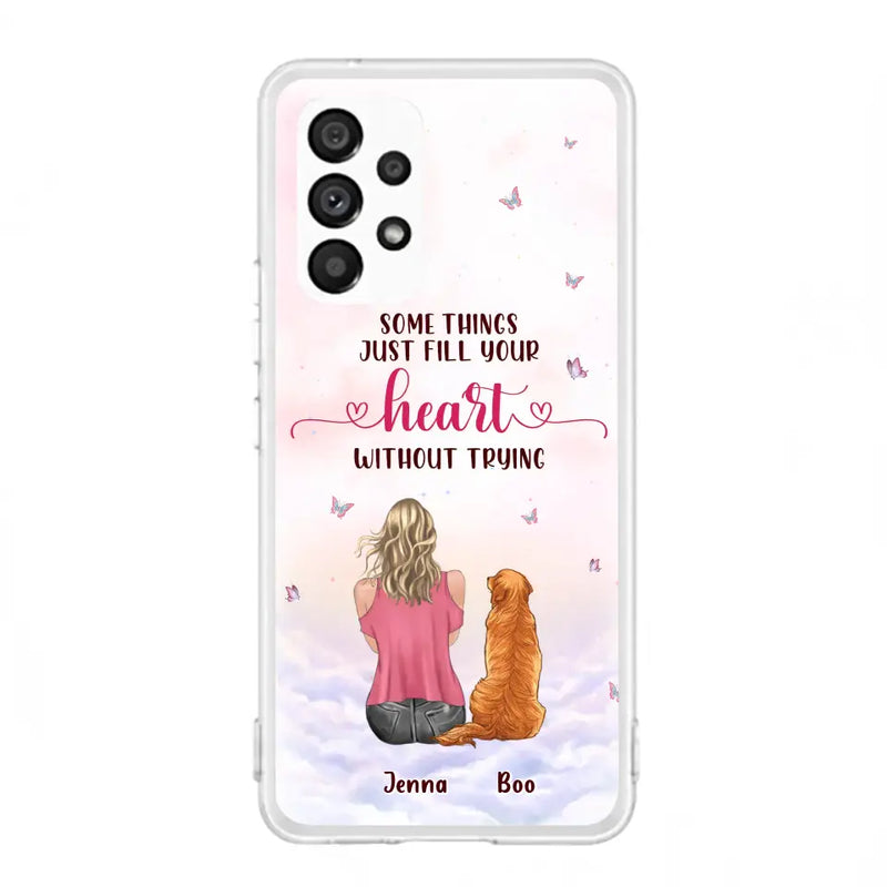 Personalized Dog Mom Phone Case - Up to 5 Dogs - Gift Idea For Dog Lovers - Some Things Just Fill Your Heart Without Trying - Case for iPhone/Samsung