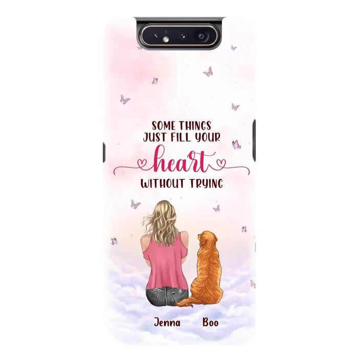 Custom Personalized Dog Mom Phone Case - Upto 5 Dogs - Gift Idea For Dog Lovers - Some Things Just Fill Your Heart Without Trying - Case for iPhone/Samsung