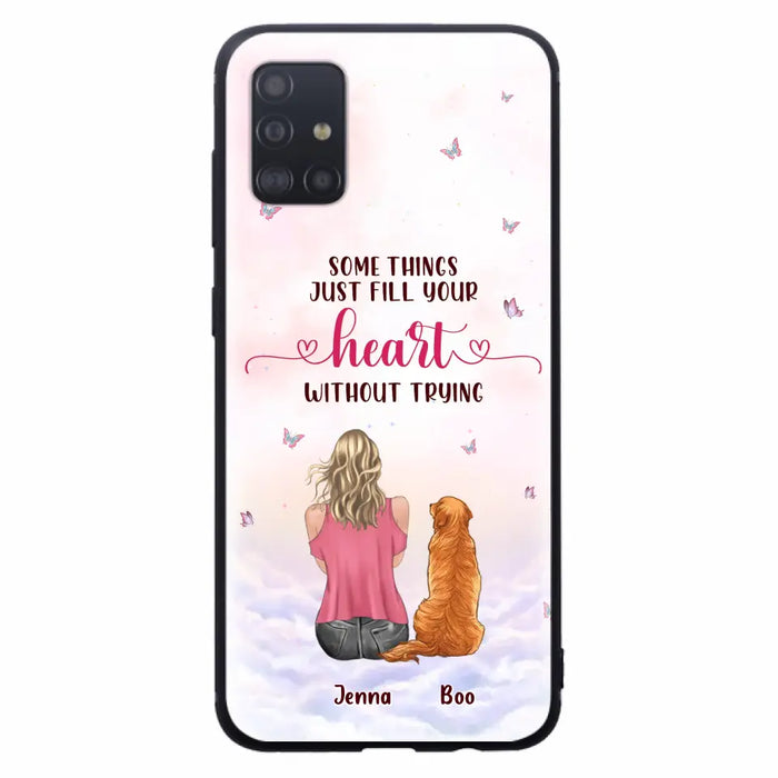 Custom Personalized Dog Mom Phone Case - Upto 5 Dogs - Gift Idea For Dog Lovers - Some Things Just Fill Your Heart Without Trying - Case for iPhone/Samsung