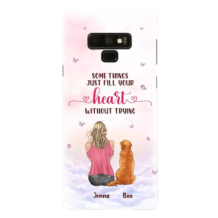 Custom Personalized Dog Mom Phone Case - Upto 5 Dogs - Gift Idea For Dog Lovers - Some Things Just Fill Your Heart Without Trying - Case for iPhone/Samsung