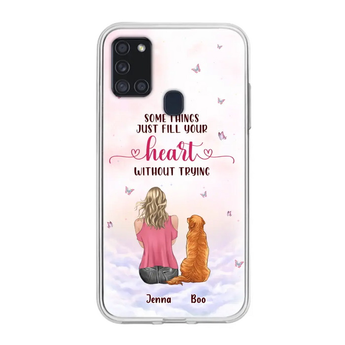 Custom Personalized Dog Mom Phone Case - Upto 5 Dogs - Gift Idea For Dog Lovers - Some Things Just Fill Your Heart Without Trying - Case for iPhone/Samsung