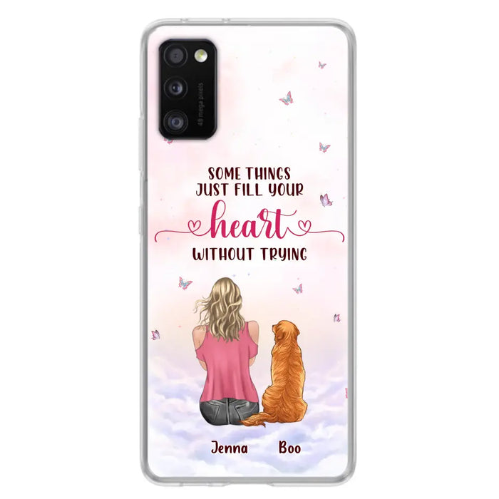 Custom Personalized Dog Mom Phone Case - Upto 5 Dogs - Gift Idea For Dog Lovers - Some Things Just Fill Your Heart Without Trying - Case for iPhone/Samsung