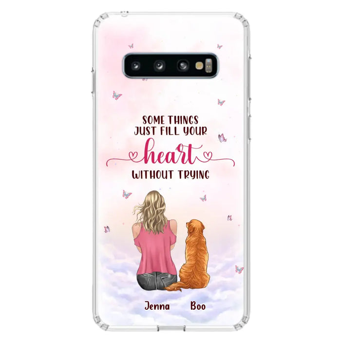 Custom Personalized Dog Mom Phone Case - Upto 5 Dogs - Gift Idea For Dog Lovers - Some Things Just Fill Your Heart Without Trying - Case for iPhone/Samsung