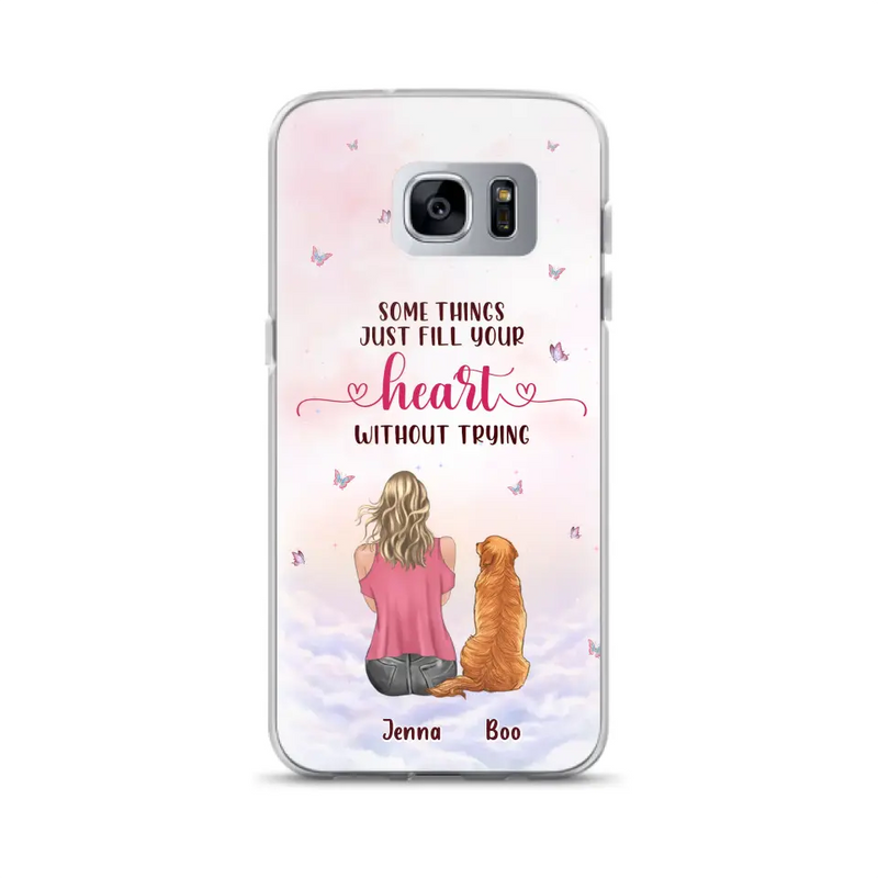 Personalized Dog Mom Phone Case - Up to 5 Dogs - Gift Idea For Dog Lovers - Some Things Just Fill Your Heart Without Trying - Case for iPhone/Samsung