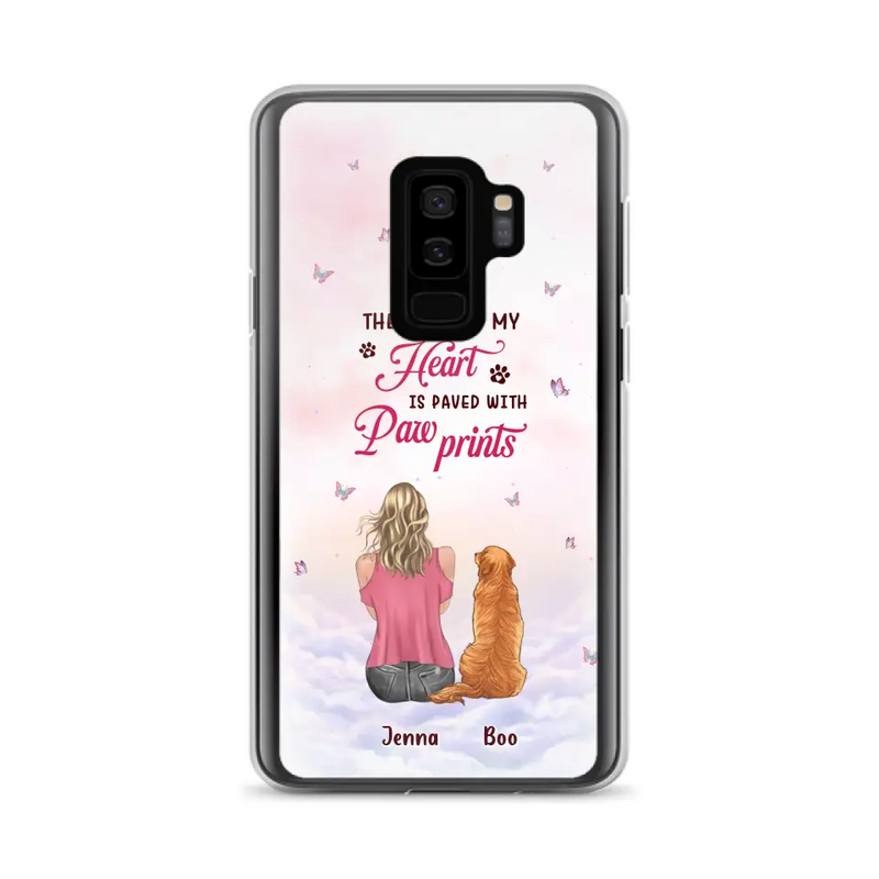 Personalized Dog Mom Phone Case - Up to 5 Dogs - Gift Idea For Dog Lovers - The Road To My Heart Is Paved With Pawprints - Case for iPhone/Samsung