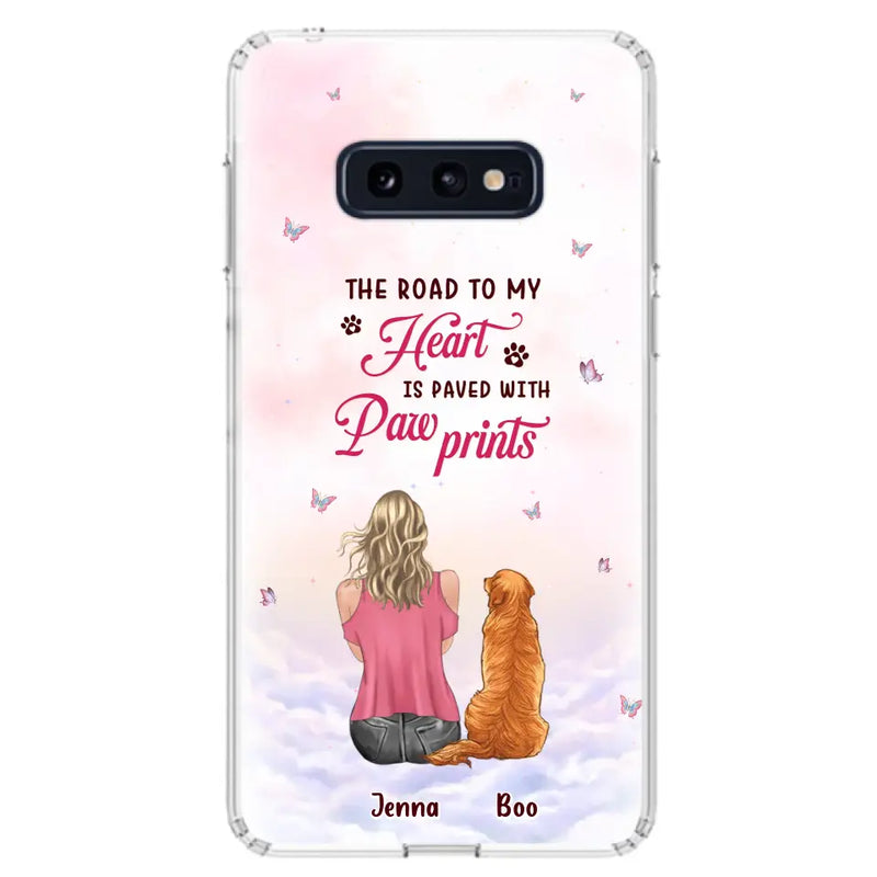 Personalized Dog Mom Phone Case - Up to 5 Dogs - Gift Idea For Dog Lovers - The Road To My Heart Is Paved With Pawprints - Case for iPhone/Samsung