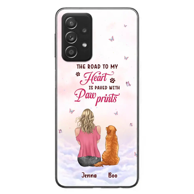 Personalized Dog Mom Phone Case - Up to 5 Dogs - Gift Idea For Dog Lovers - The Road To My Heart Is Paved With Pawprints - Case for iPhone/Samsung