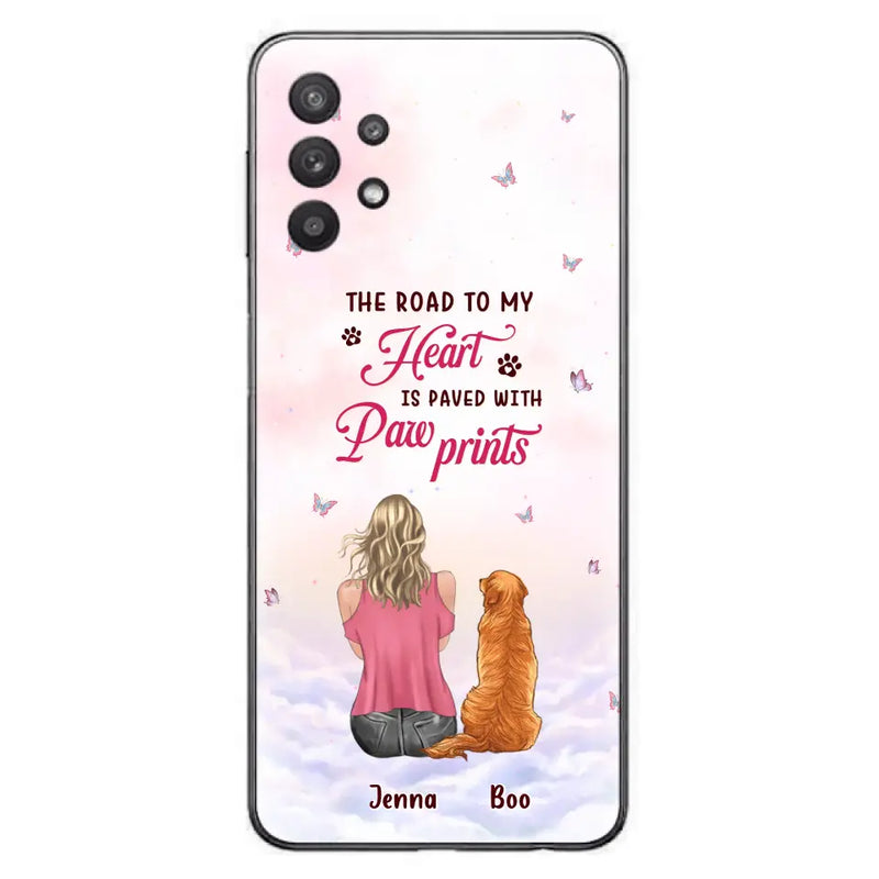 Personalized Dog Mom Phone Case - Up to 5 Dogs - Gift Idea For Dog Lovers - The Road To My Heart Is Paved With Pawprints - Case for iPhone/Samsung