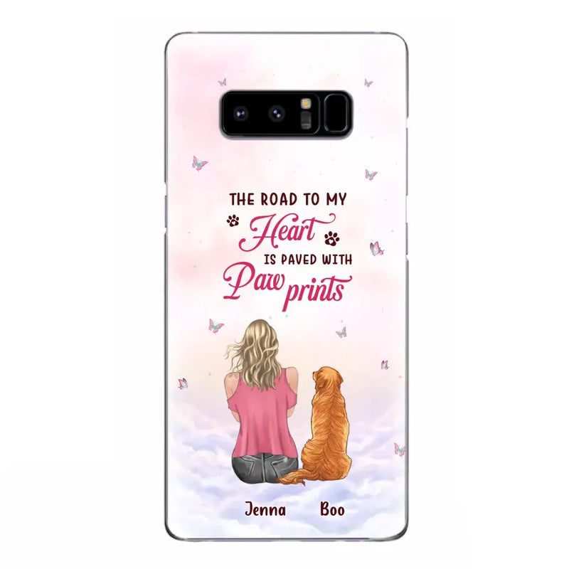 Personalized Dog Mom Phone Case - Up to 5 Dogs - Gift Idea For Dog Lovers - The Road To My Heart Is Paved With Pawprints - Case for iPhone/Samsung