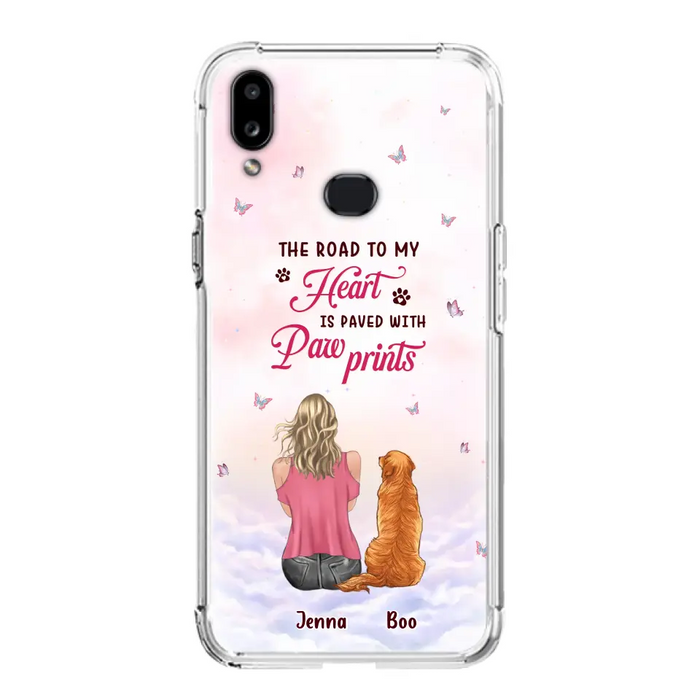 Custom Personalized Dog Mom Phone Case - Upto 5 Dogs - Gift Idea For Dog Lovers - The Road To My Heart Is Paved With Pawprints - Case for iPhone/Samsung