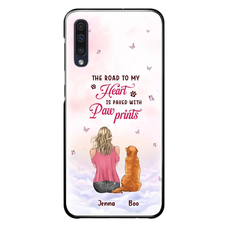 Personalized Dog Mom Phone Case - Up to 5 Dogs - Gift Idea For Dog Lovers - The Road To My Heart Is Paved With Pawprints - Case for iPhone/Samsung
