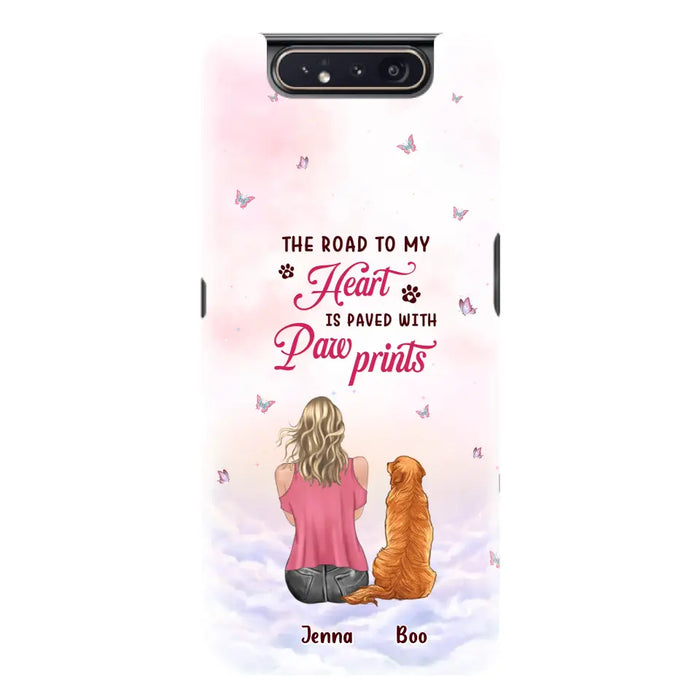 Custom Personalized Dog Mom Phone Case - Upto 5 Dogs - Gift Idea For Dog Lovers - The Road To My Heart Is Paved With Pawprints - Case for iPhone/Samsung