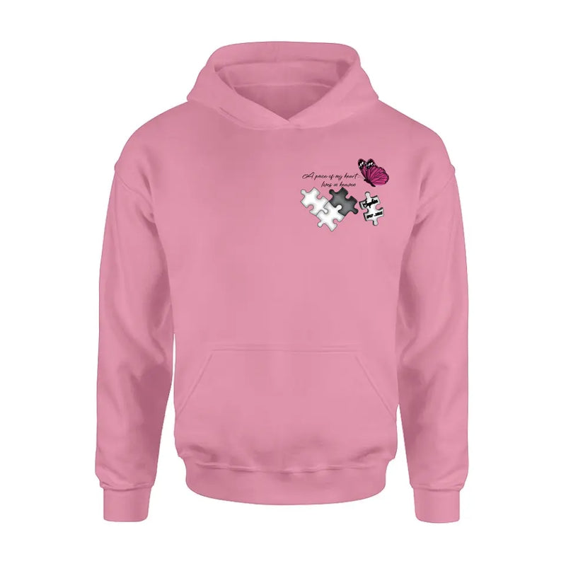 Personalized Memorial Shirt/Hoodie - Memorial Gift Idea for Mother's Day/Father's Day - A Piece Of My Heart Lives In Heaven