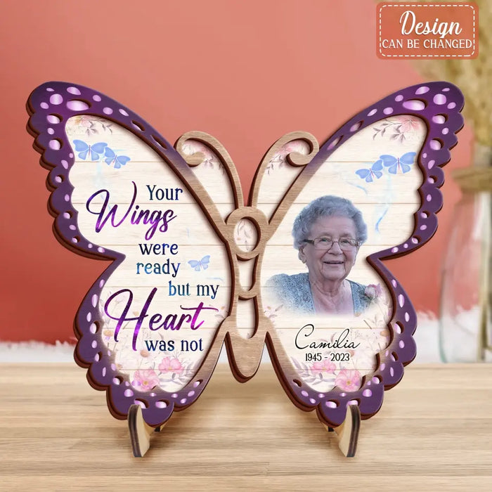 Custom Personalized Memorial Photo Butterfly Wooden Art - Memorial Gift Idea - Those We Love Don't Go Away The Fly Beside Us Every Day