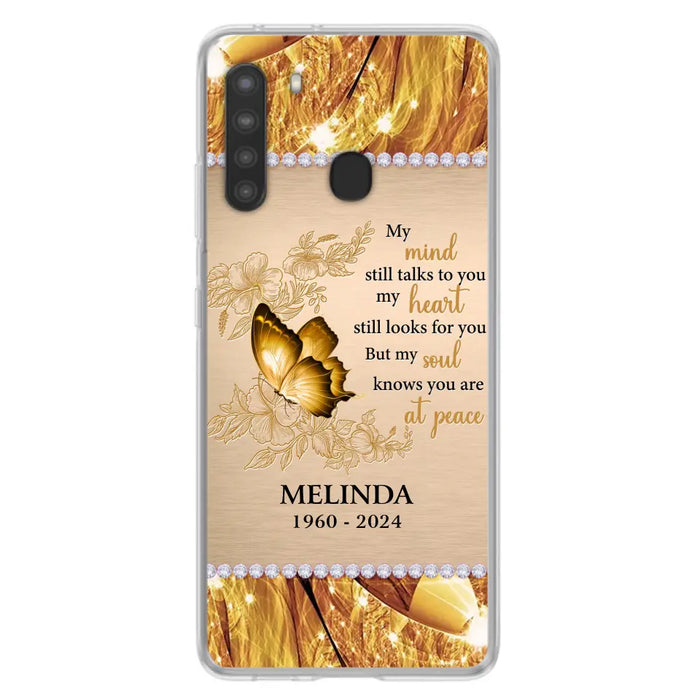 Custom Personalized Memorial Butterfly Phone Case - Memorial Gift Idea - My Mind Still Talks To You - Case for iPhone/Samsung