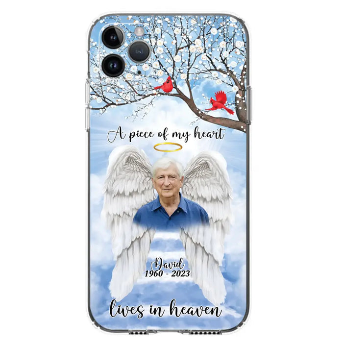 Custom Personalized Memorial Wings Upload Photo Phone Case - Memorial Gift Idea - A Piece Of My Heart Lives In Heaven