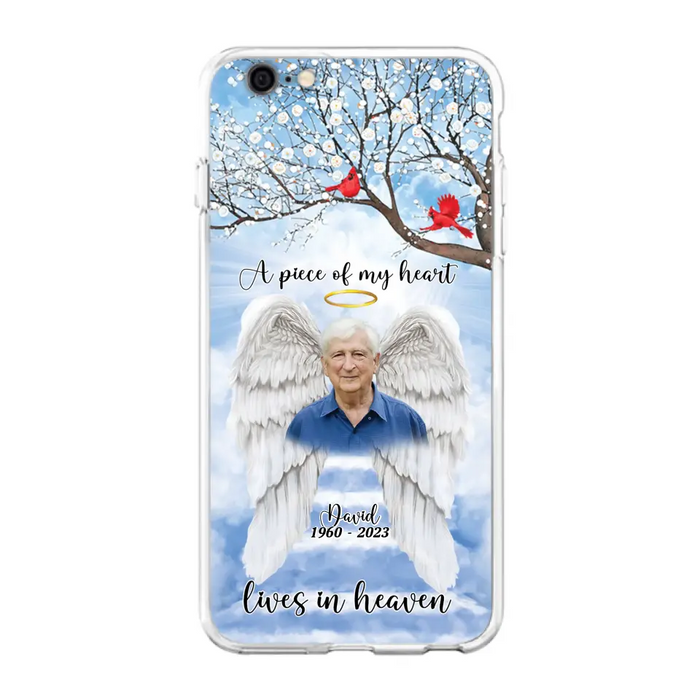 Custom Personalized Memorial Wings Upload Photo Phone Case - Memorial Gift Idea - A Piece Of My Heart Lives In Heaven