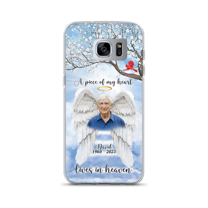 Custom Personalized Memorial Wings Upload Photo Phone Case - Memorial Gift Idea - A Piece Of My Heart Lives In Heaven