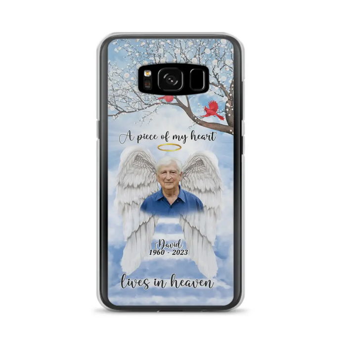 Custom Personalized Memorial Wings Upload Photo Phone Case - Memorial Gift Idea - A Piece Of My Heart Lives In Heaven