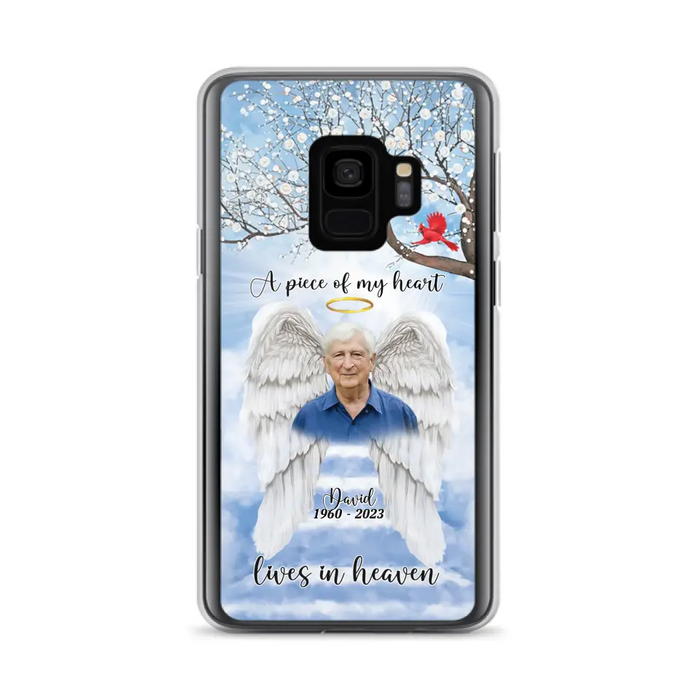 Custom Personalized Memorial Wings Upload Photo Phone Case - Memorial Gift Idea - A Piece Of My Heart Lives In Heaven