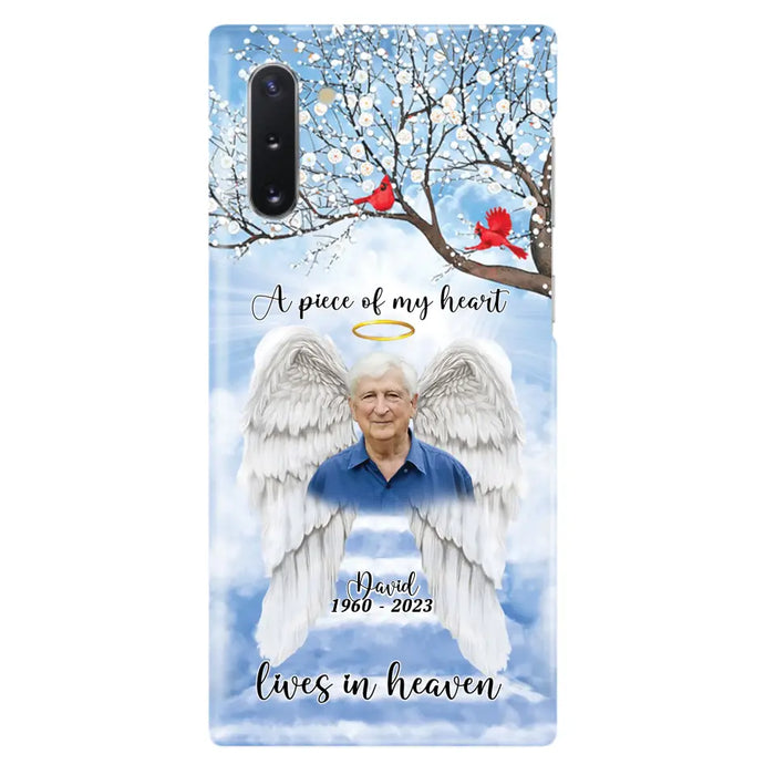 Custom Personalized Memorial Wings Upload Photo Phone Case - Memorial Gift Idea - A Piece Of My Heart Lives In Heaven