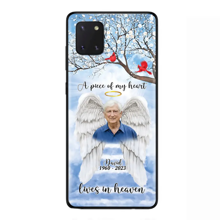 Custom Personalized Memorial Wings Upload Photo Phone Case - Memorial Gift Idea - A Piece Of My Heart Lives In Heaven